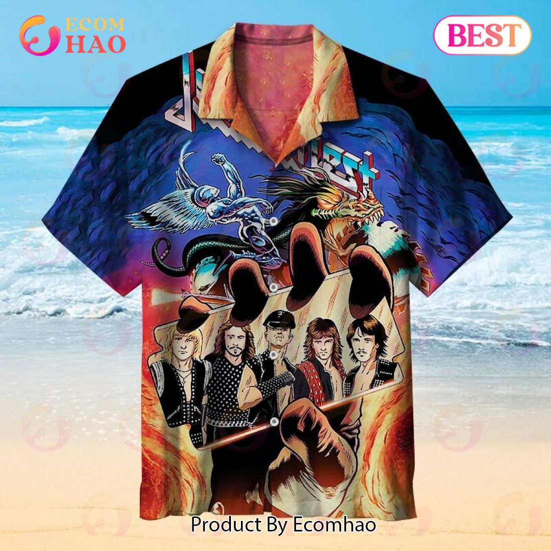 Judas Priest Vintage Summer Hawaiian Shirt Judas Priest Vintage Summer Hawaiian Shirt